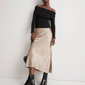 Madewell Satin Maxi Slip Skirt Champagne